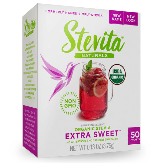 Stevita Naturals Organic Stevia Extra Sweet 50 Packets.