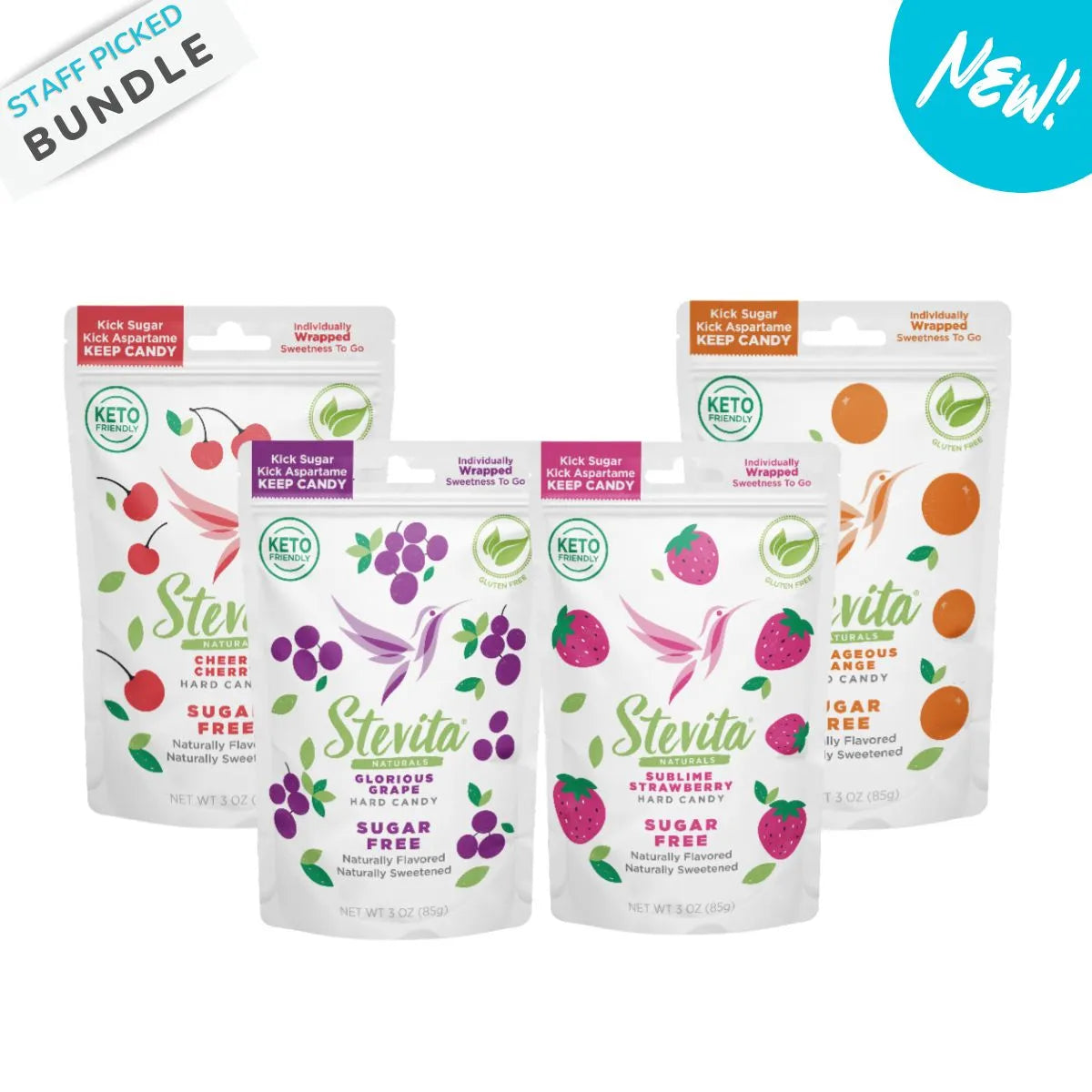 Vibrant all-flavored sugar-free hard candy hero image, showcasing the rich and irresistible stevia-sweetened treat.