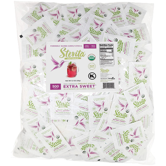 Stevita Naturals Extra Sweet Stevia 500 packets Net Wt 1.2 Oz (35g)
