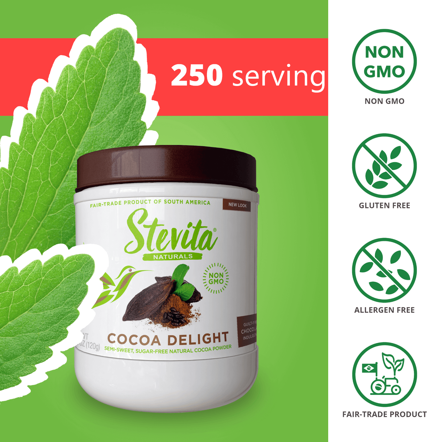 Cocoa Delight Jar - Sugar Free, Semi Sweet Cocoa Powder