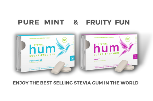 1-Peppermint Gum Sleeve, 1-Fruit Gum Sleeve, Sugar-Free Naturally Sweetened