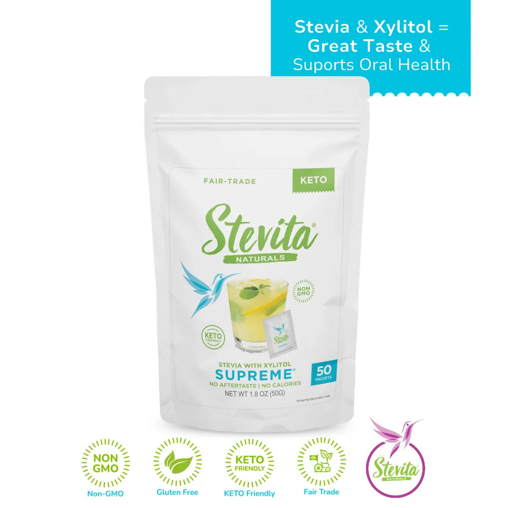 Stevita Supreme With Xylitol -50 Packets (NEW Packaging-Same Great Product!)