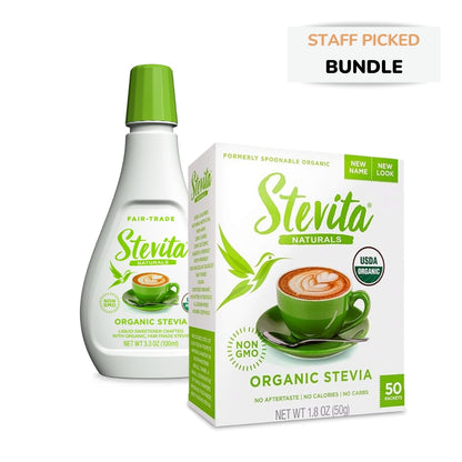 1-Stevita Original Organic Stevia Box, 1-Original Organic Liquid Drops, Sugar-Free Naturally Sweetened