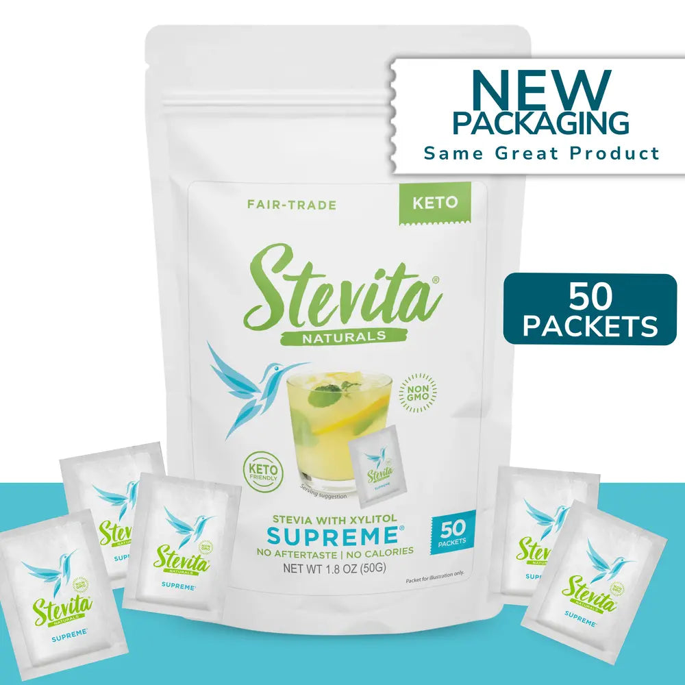 Stevita Supreme With Xylitol -50 Packets (NEW Packaging-Same Great Product!)