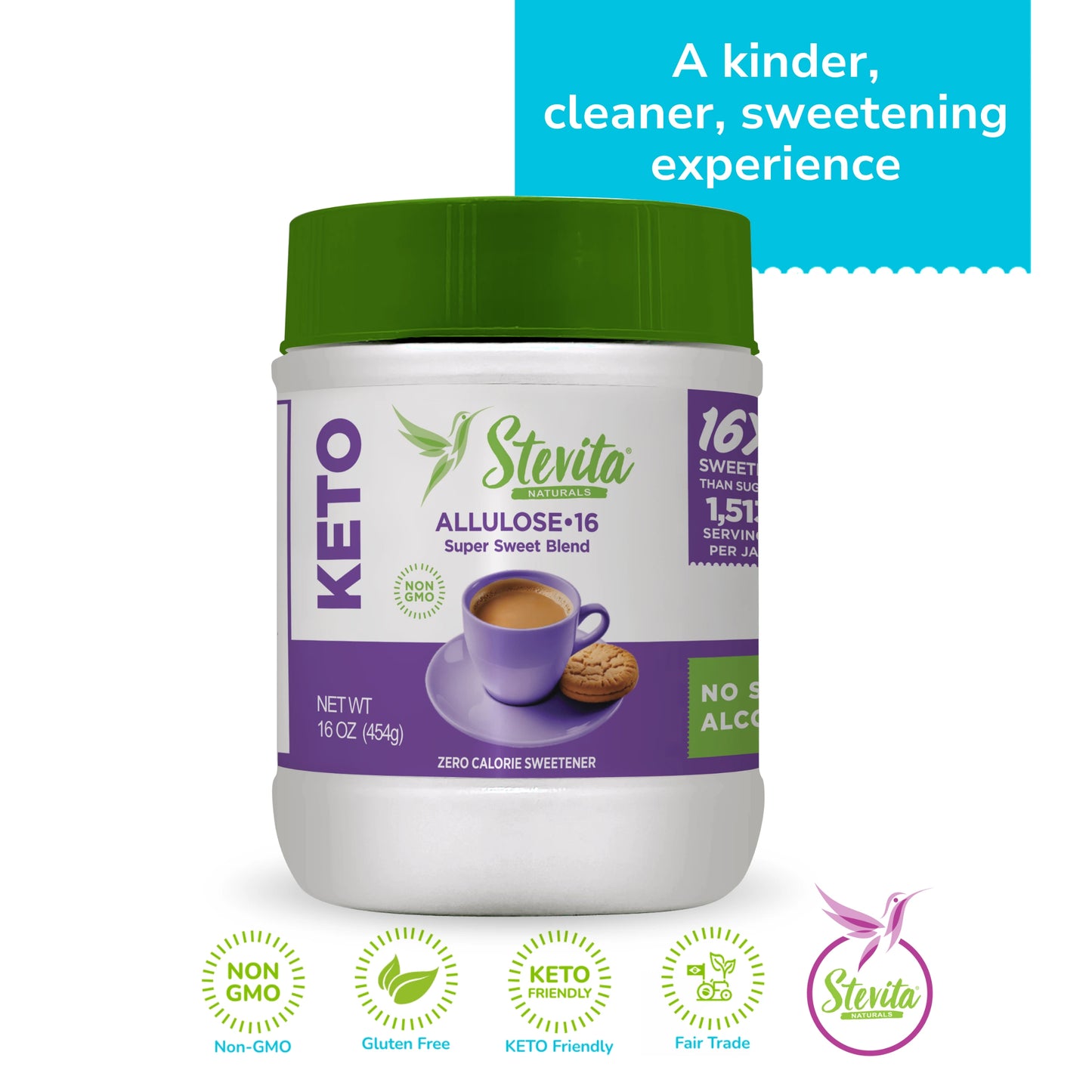 Stevita Erythritol-Free Stevia & Allulose: 16x Sweeter