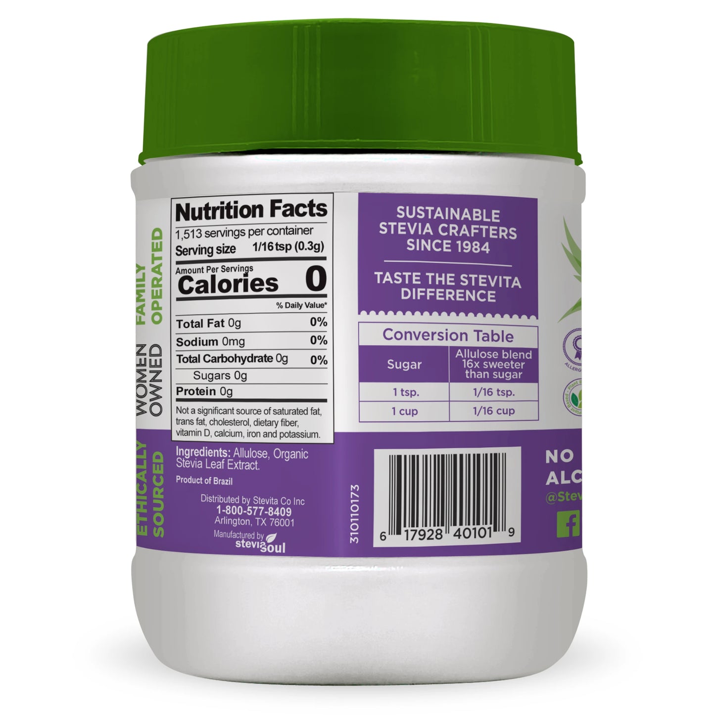 Stevita Erythritol-Free Stevia & Allulose: 16x Sweeter