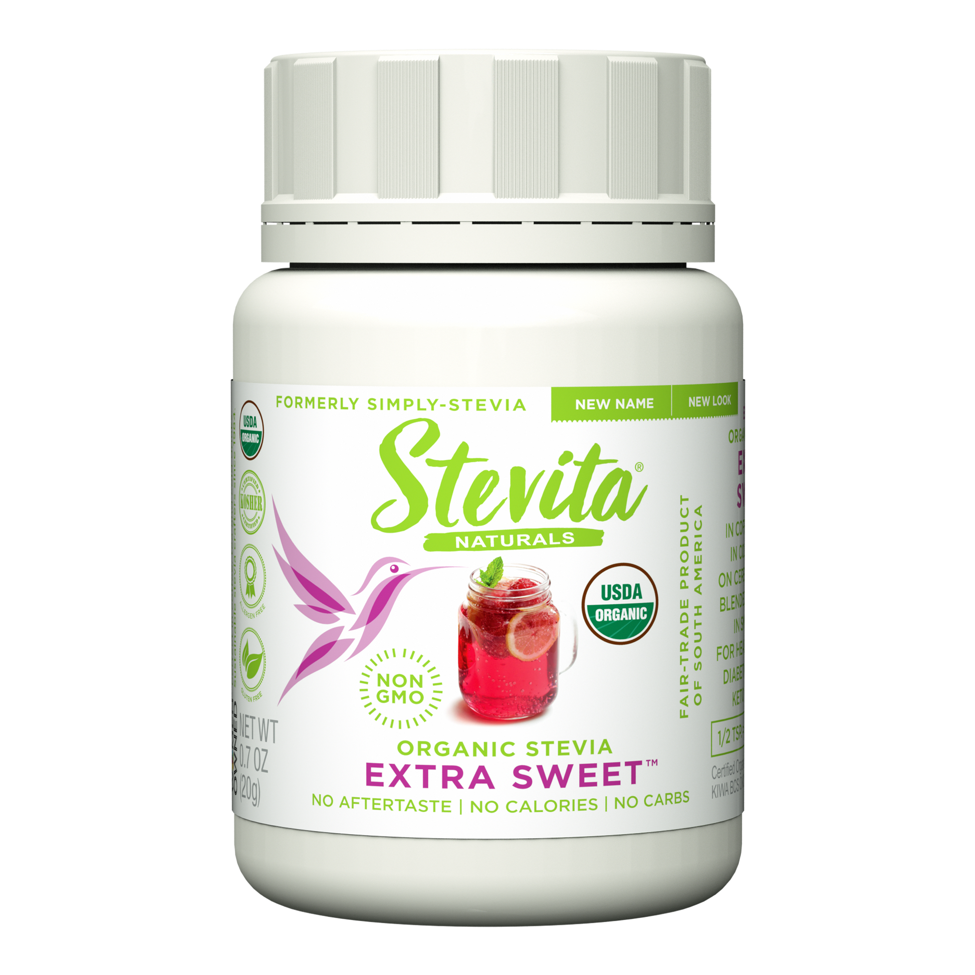 1-Extra Sweet Organic Pure Stevia Jar, Sugar-Free Naturally Sweetened