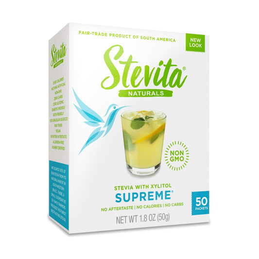 1-Supreme Stevia Box 50 Packets, Sugar-Free Naturally Sweetened